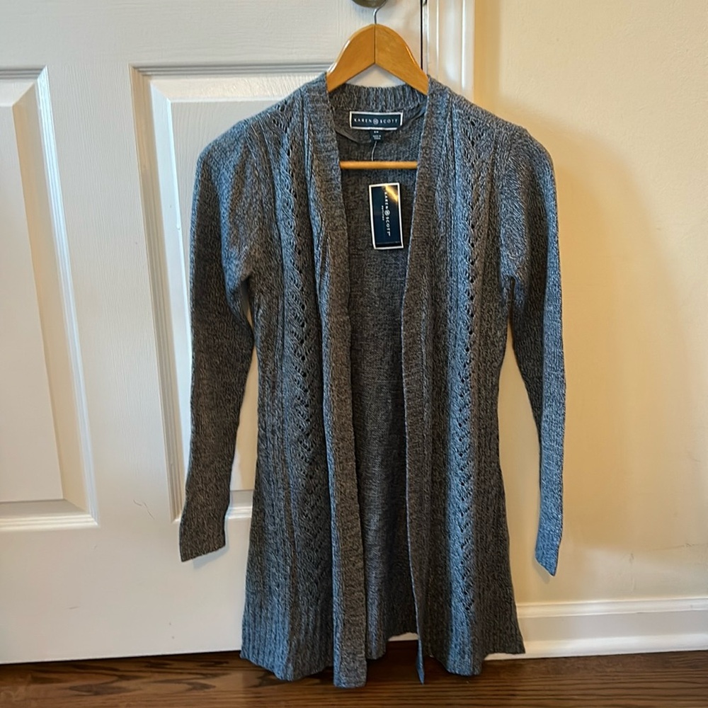 Karen Scott open front duster cardigan